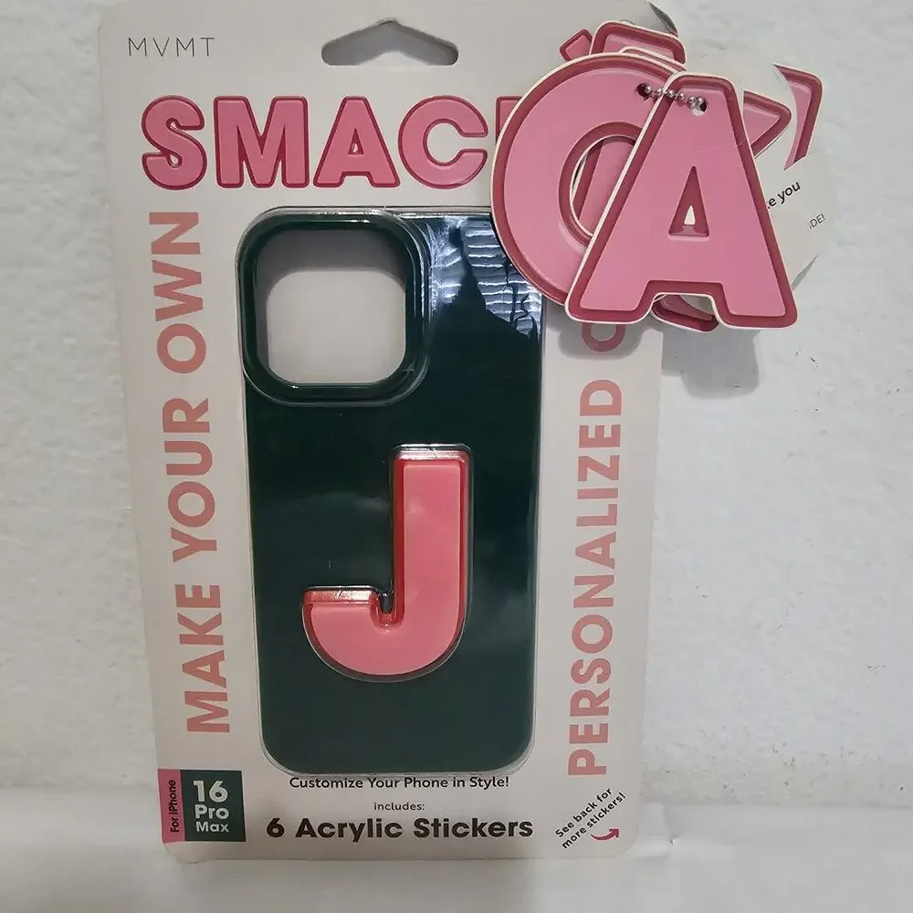 NEW!! MVMT iPhone 16 Pro Max Green Case Pink Letters S M C S A K J Personalized